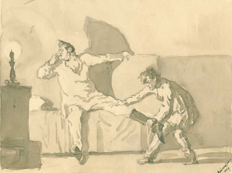 Эскиз. Иллюстрация к поэме Н. В. Гоголя «Мертвые души» «Чичиков нюхает гвоздичку»